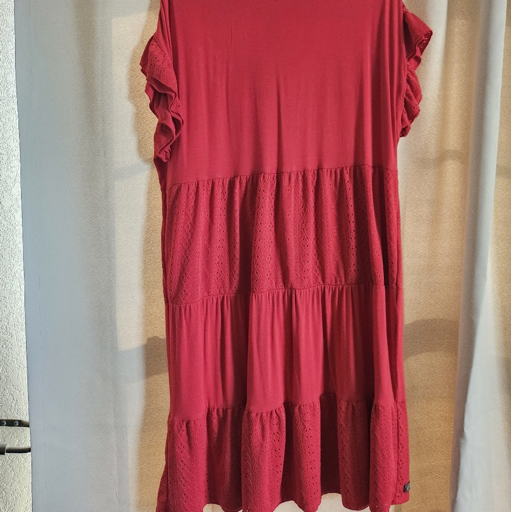 Red Ruffle Sleeve Dress - Picture 4 of 4